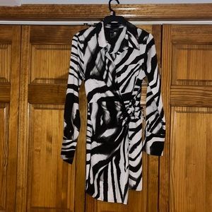 Black and white tie around dress